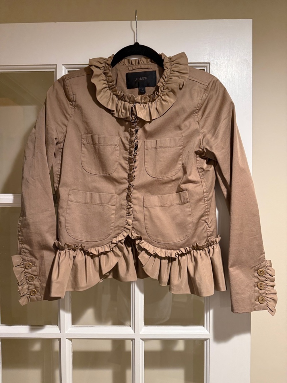 J. Crew Ruffle-Trim Tan Jacket